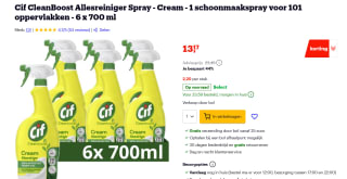 Cif CleanBoost Allesreiniger Spray - Cream - 1 schoonmaakspray voor 101 oppervlakken - 6 x 700 ml voor €13,15 bij Bol