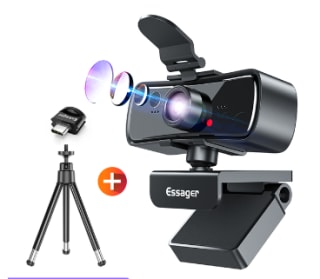 Webcam Essager C3 1080P,2K Full HD + trípode por 19.19€