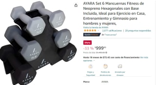 Set 6 mancuernas Fitness de Neopreno Hexagonales Ayara por $999