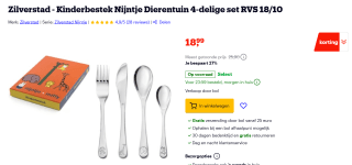 Kinderbestek Nijntje dierentuin 4-delige set voor€18,99 bij Bol