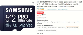 Samsung pro Ultimate 512 GB microSD kaart voor €51,90 bij Amazon