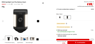 Ring Spotlight Camera Plus Battery Zwart voor €89 bij de Mediamarkt
