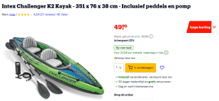 Intex Challenger K2 2-persoons Kayak voor €49,99 bij Bol