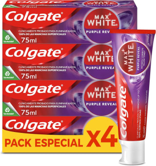 4 pastas de dientes Colgate Max White Purple Reveal por 6,16€