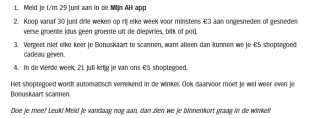 Spaar voor €5 korting bij Ah door verse groente te kopen
