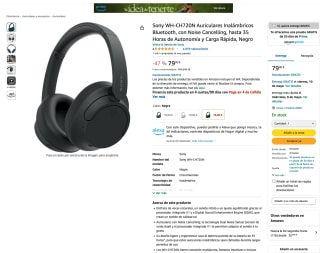 Auriculares Sony WH-CH720N Inalámbricos Bluetooth por 71,10€