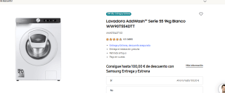 Samsung Lavadora AddWash Serie 55 9kg Blanco por 339.15€