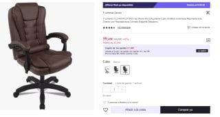 Sillón giratorio con Altura ajustable y respaldo reclinable por 59.49€ (Cuenta Nueva 47.49€)