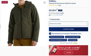 Veste de ski Kaki O'Neill Flint Jacket S au XL à 59,99€