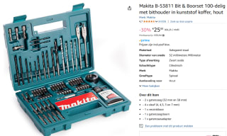 Makita B-53811 100-delig bit- en borenset voor €25 bij Amazon