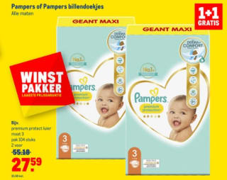 1+1 gratis op Pampers en Pampers billendoekjes bij de Makro
