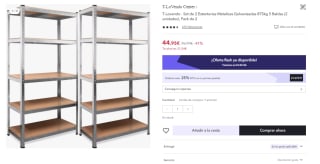 Set de 2 Estanterias Metalicas Galvanizadas 875kg 5 Baldas por 33.71€