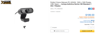 Cámara Web 1080p + Antivirus Norton 360 1 año por $199 en CyberPuerta