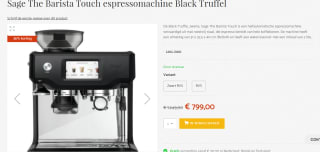Sage The Barista Touch espressomachine voor €799 bij Kookwinkel