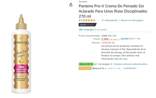 4 Botes de 200ml de Pantene Pro-V Crema De Peinado Sin Aclarado Para Unos Rizos Disciplinados por 10.34€