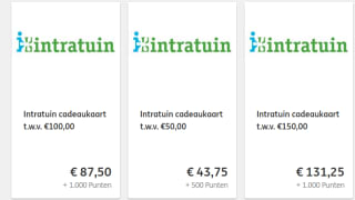 12,5% korting op Intratuin cadeau kaarten met ING rentepunten