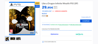 Videojuego Like a Dragon Infinite Wealth PS5 por 29,95€