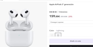 Apple AirPods 3ª generación por 139€