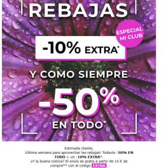 50% de descuento en las rebajas +10% descuento adicional desde Yves Rocher