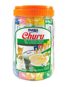 50 tubos de Churu para gatos de pollo y atún de 14g por $22.500