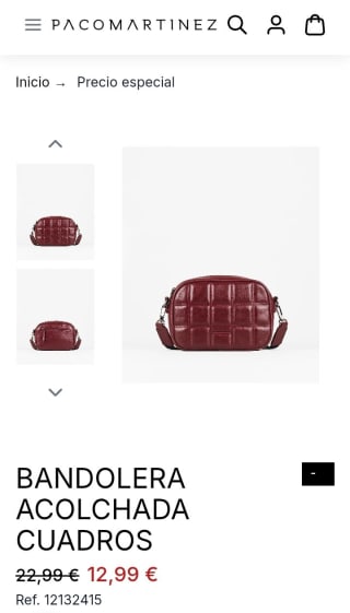 Bandolera acolchada cuadros por 12,99€.