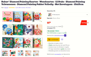 Rubye Diamond Painting - Wenskaarten - 15x15cm - 12 Stuks voor €9,95 bij Bol.com