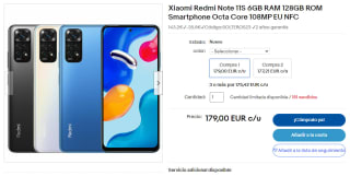 Xiaomi Redmi Note 11S de 6GB/128GB por 143,20€