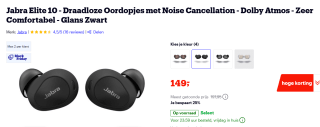 Jabra Elite 10 Gen 1 (Glanzend Zwart) voor €149 bij Bol