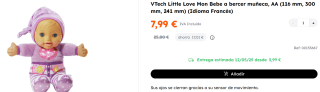 Muñeca Vtech LITTLE LOVE - Mon Bébé a Cercer (Idioma Frances) por 7.99€