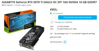 Gigabyte GeForce RTX 5070 Ti EAGLE OC SFF 16G videokaart voor €953 bij MyMediacenter