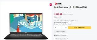 MSI Modern 15 | B12M-412NL voor €579 bij Levix
