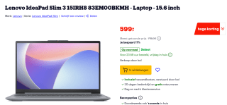 Lenovo IdeaPad Slim 3 15IRH8 83EM00BKMH - Laptop - 15.6 inch voor €599 bij Bol