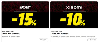 15% EXTRA descuento en Acer y Xiaomi en Mediamarkt solo hoy