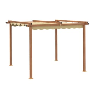 Pergola rétractable - OUTSUNNY 3 x 3 Aluminium Polyester Marron à 226,90€