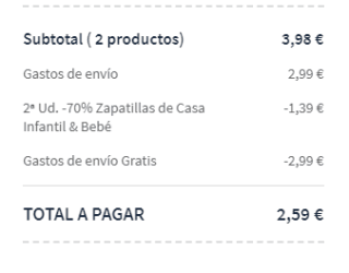 2 zapatillas de estar en casa por 2,59€