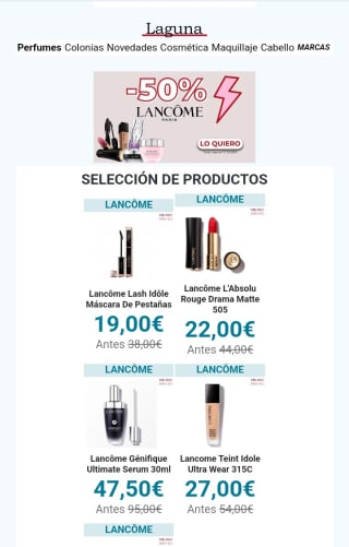 -50% en Lancome desde Perfumerías Laguna.