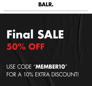 Ontvang nu 10% EXTRA korting op de sale items bij BALR.