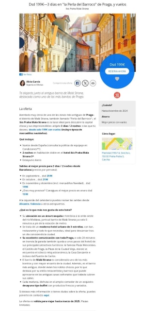 Praga 3 días con Vuelos desde 199€.