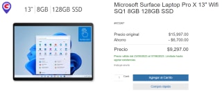 Microsoft Surface Pro X 13" por $9,297 en Costco