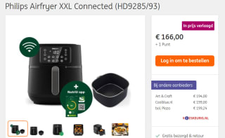 Philips Airfryer XXL Connected HD9285/93 + Bakvorm voor €166 + 1 ING rentepunt