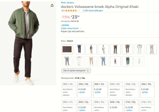 Dockers Chino slim fit herenbroek Zwart voor €23,90 bij Amazon