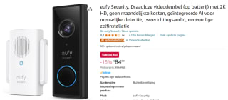 Eufy Security, Draadloze videodeurbel (op batterij) met 2K HD voor €84,99 bij Amazon