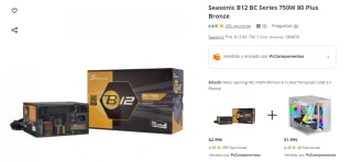 Fuente Alimentación Seasonic B12 BC Series 750W 80 Plus Bronze por 62,99€
