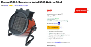 Korona 60002 Keramische kachel 3000 Watt voor €19,99 bij Bol