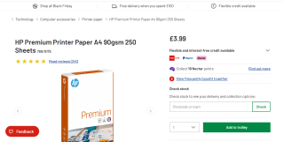 HP Premium A4 Printer Paper 90gsm – Only £3.99