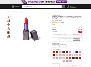 Labial Urban Decay Vice Lipstick de 3.4 gr por $15.990