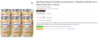 Pack de 6 x 235 gr. de Nutribén Potitos De Pollo con Guisantes Y Zanahoria Desde Los 6 Meses por 4.54€