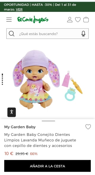 My Garden Baby Conejito Dientes Limpios Lavanda por 10€.