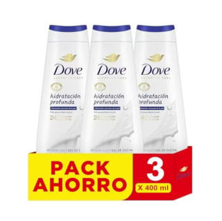 (3 x 400ml) Dove Advanced Care Gel De Ducha Hidratación Profunda Hidratantes Naturales por 6,74€
