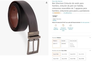 Cinturon de Piel Reversible Ben Sherman Medium por $250 en Amazon